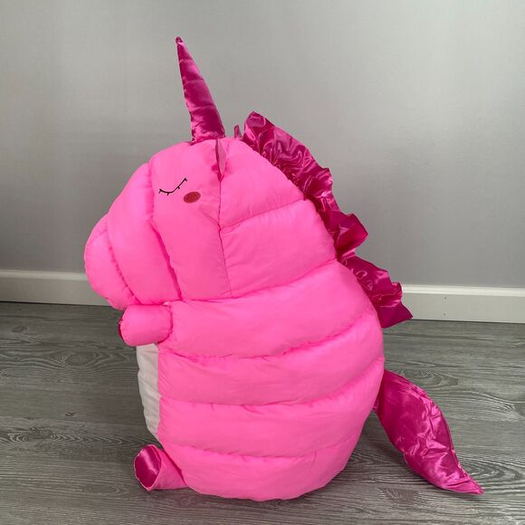 Puffer Pals Pillow Pink Unicorn 18in Soft Squish Plush Stuffed Animal Toy - Picture 4 of 12